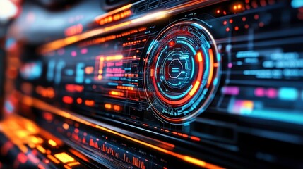 Fototapeta premium Futuristic HUD Interface, Tech UI, Cyberpunk - Cyberpunk aesthetics