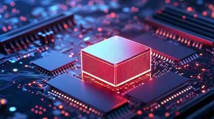 Obraz premium Futuristic CPU Chip on Circuit Board - AI and Machine Learning