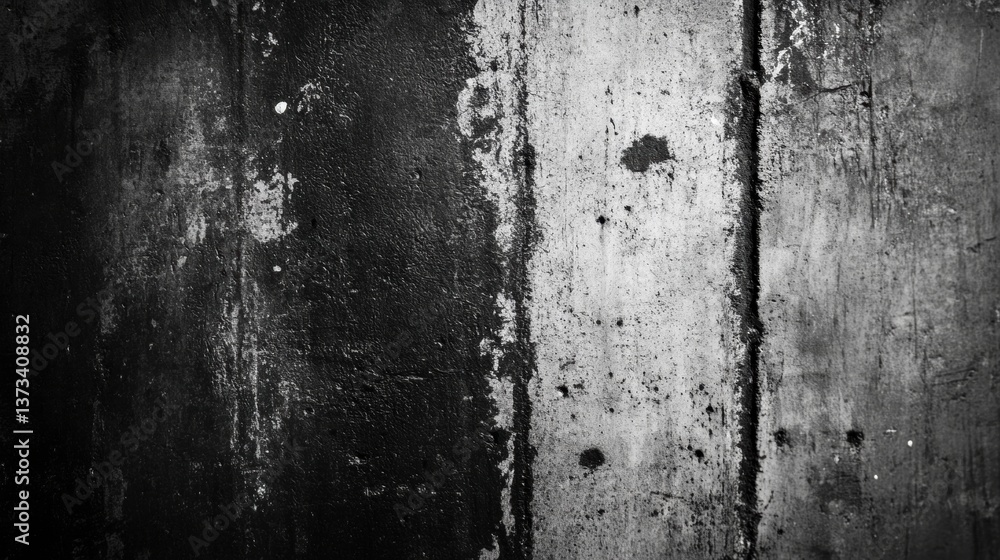Poster close-up view of a weathered concrete wall showcasing abstract textures and patterns from exposure t