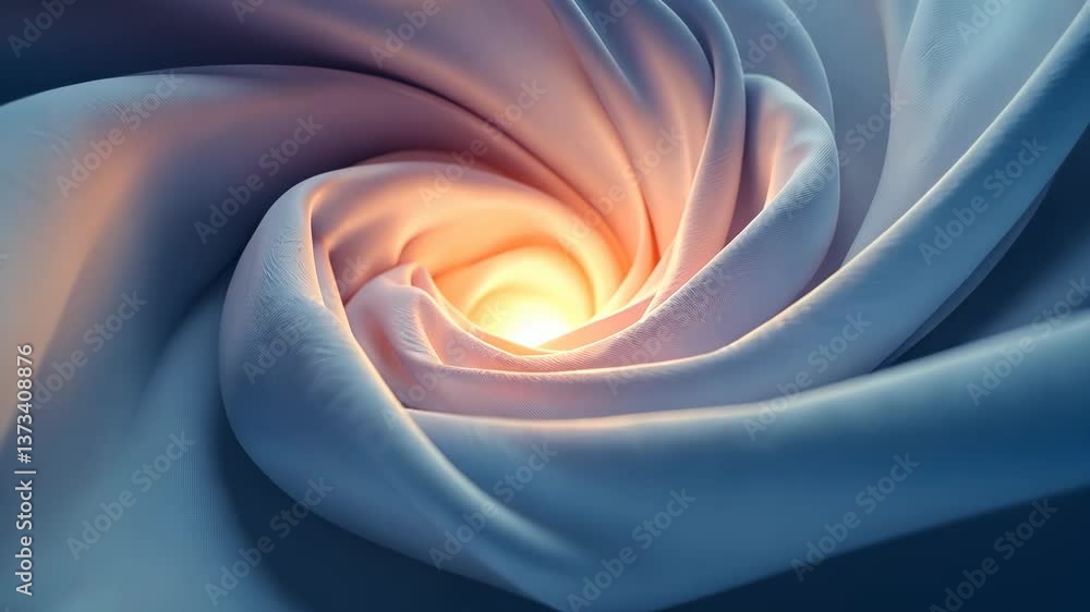 Poster elegant fabric swirl unveiling soft glow in dynamic motion