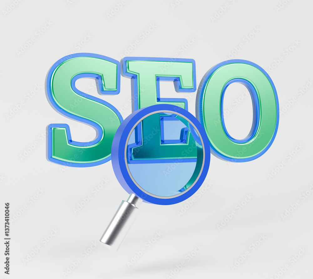 Poster a 3d-rendered icon of a search engine optimization (seo).