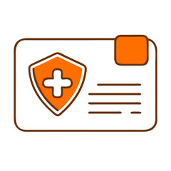 Obraz premium Health insurance card with protective shield design in orange 
