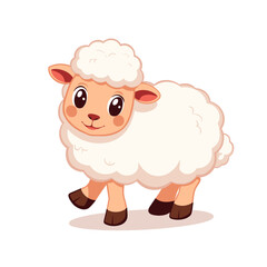 Obraz premium Cartoon sheep with fluffy wool on transparent background
