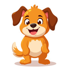 Fototapeta premium Cartoon dog standing and wagging tail on transparent background