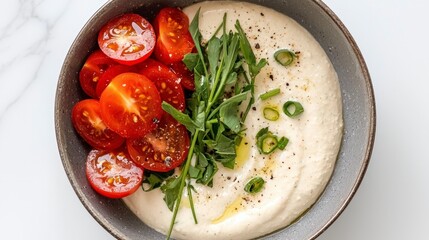 Creamy Herb Dip with Cherry Tomatoes   Spring Onions