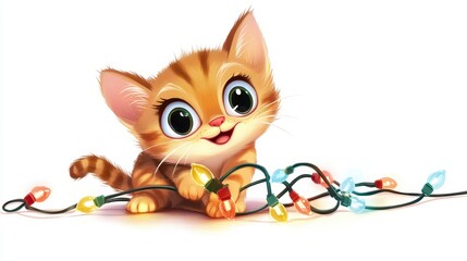 Cute Kitten Playing With Lights