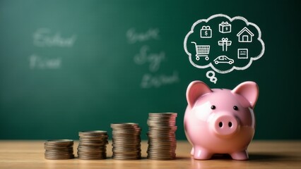 Piggy Bank With Savings Concept