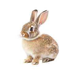 Fototapeta premium Fluffy rabbit with soft fur and alert ears, sitting gracefully