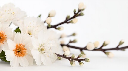 Elegant White Blossoms  Spring Flowers  Nature  Botany  Floral Arrangement