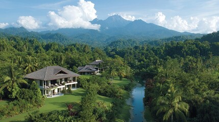 Lush Tropical Island Paradise  Luxury Villas  Mountains  and Tranquil River