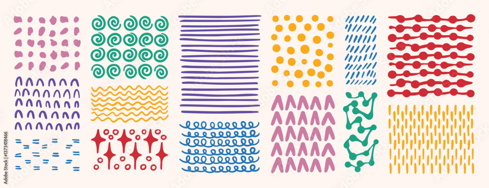 Poster abstract pattern backgrounds and sketch dots texture with lines, stars, dots and circles. hand drawn
