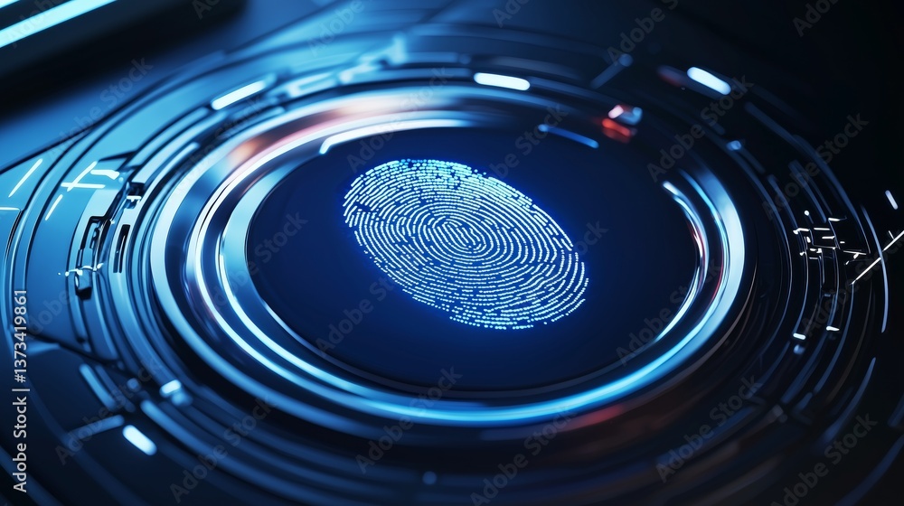 Poster digital fingerprint scanner displaying unique fingerprint pattern