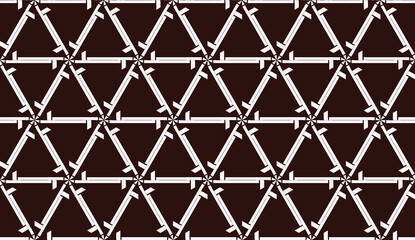 Fototapeta premium Vector geometric pattern. Triangles curved line. For wallpaper, presentation background, interior design, fashion print. Brown white color. Seamless