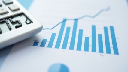 Calculator And Bar Chart Showing Growth
