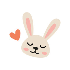 Cute cartoon rabbit with a heart in a cheerful design for kids