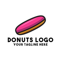 Simple, pink glazed donut logo.  A stylized donut design with a pink glaze and a golden brown filling