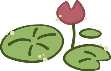 stylized lotus plant, leaf and flower, Nelumbo nucifera