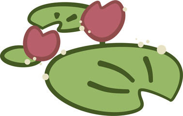 stylized lotus plant, leaf and flower, Nelumbo nucifera