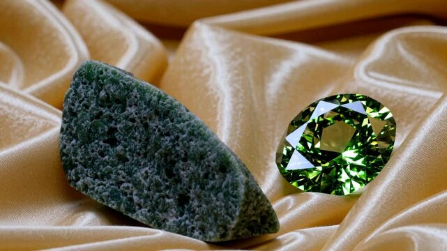 Captivating spinel and gemstone display on luxurious fabric background