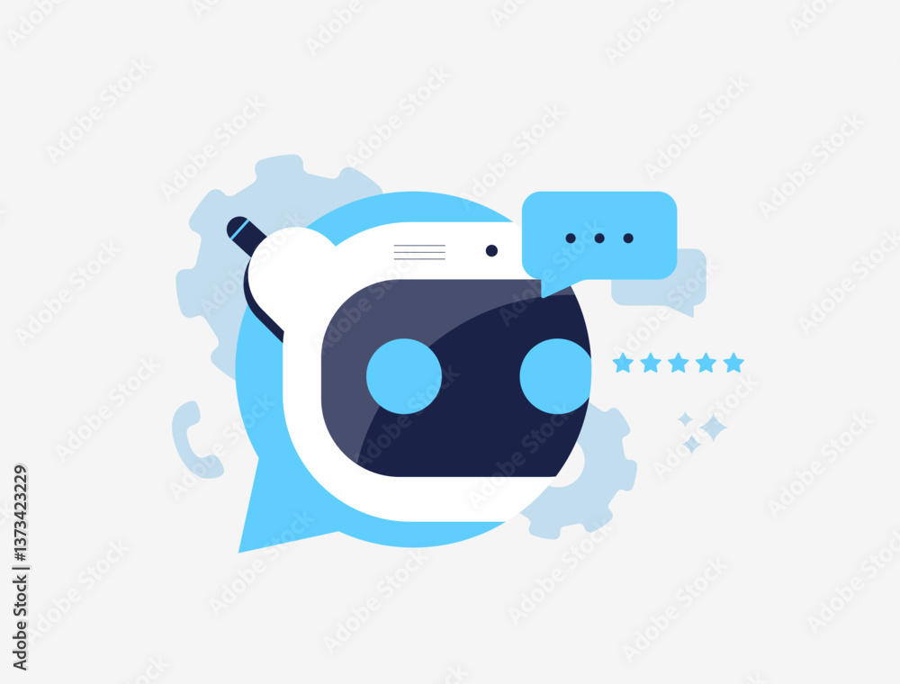Poster ai customer service chatbot. automated support chat, virtual assistant, machine learning and ai-powe
