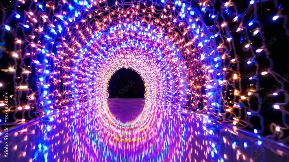 Aufkleber mesmerizing transition through a colorful tunnel of twinkling lights