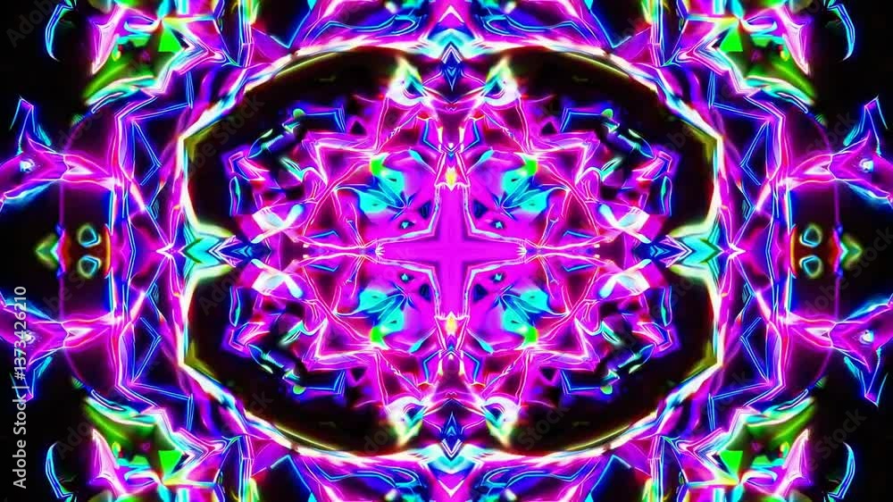 Poster mesmerizing neon kaleidoscope patterns pulsating with vibrant energy