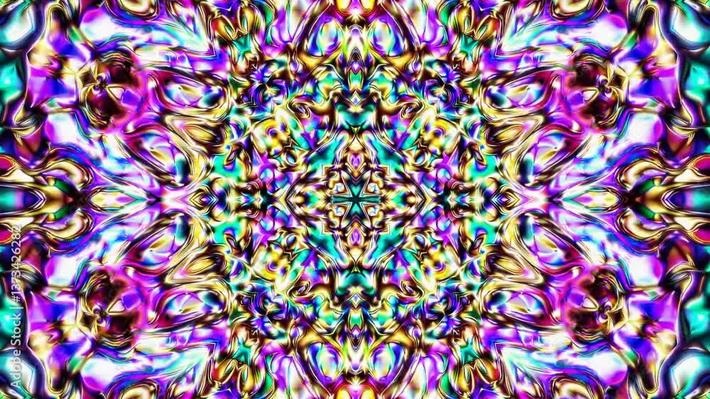 Poster kaleidoscopic neon patterns pulsating in hypnotic symmetry