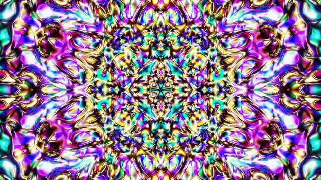 Kaleidoscopic neon patterns pulsating in hypnotic symmetry