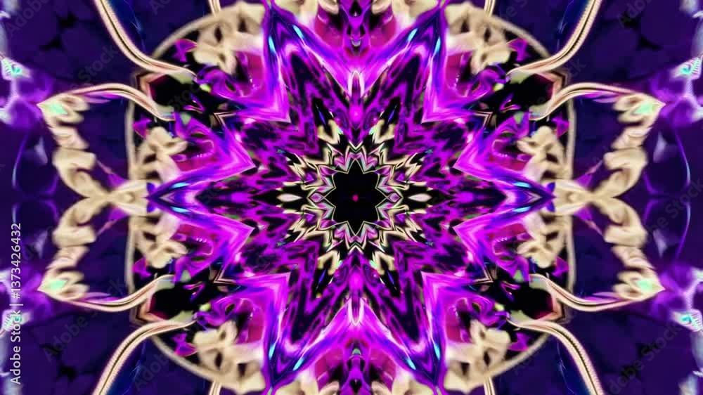 Poster abstract kaleidoscope with vibrant symmetrical patterns and hypnotic color shifts