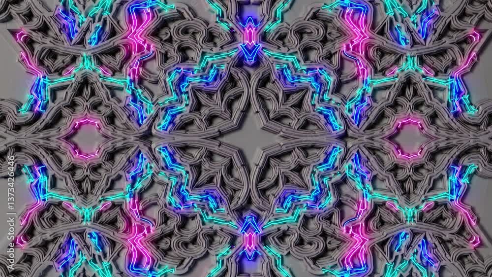 Aufkleber mesmerizing kaleidoscope patterns in vivid neon colors showcasing dynamic symmetry
