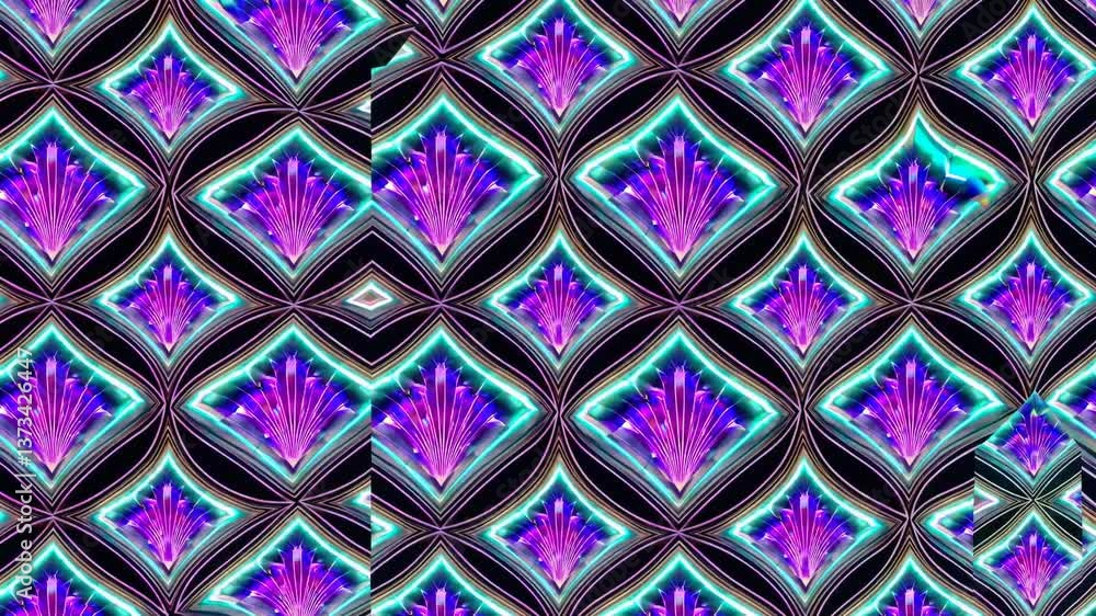 Poster dynamic kaleidoscope patterns: vibrant geometric transformations in motion