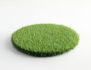Green Grass Platform on White Surface for Product Display Mockup