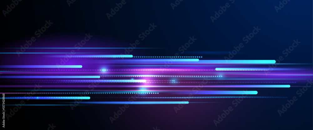 Poster Vector abstract neon light, pattern line with space. Purple, blue, green and gradient color background. Illustration graphic design for banner, wallpaper background. Energy digital technology concept