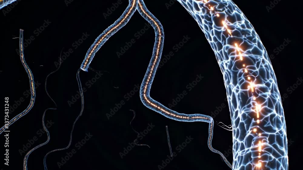 Poster dynamic interplay of glowing lines and tubes in futuristic network