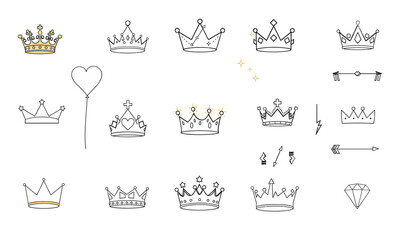 Crown illustrations featuring various designs, including classic, modern, and decorative styles. These crowns are perfect for celebrations, parties, or creative projects, adding touch of elegance
