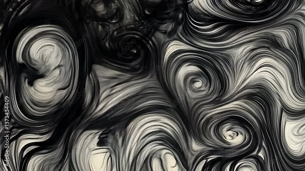 Poster abstract flowing patterns: an mesmerizing display of abstract swirling patterns in shades of gray, c