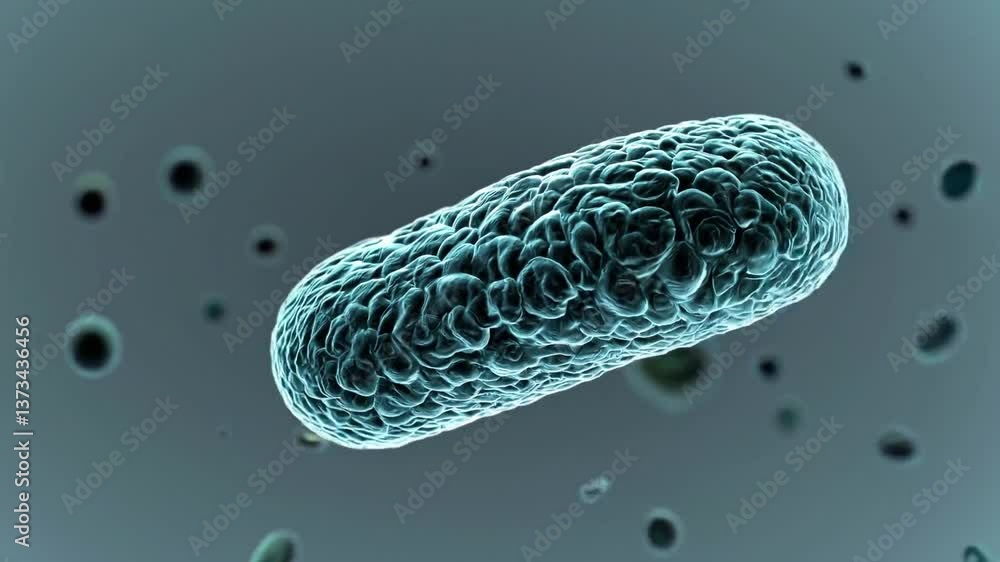 Poster microscopic view of floating bacteria cells in motion