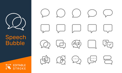 Speech bubble thin line icons. Editable stroke. Pixel perfect.