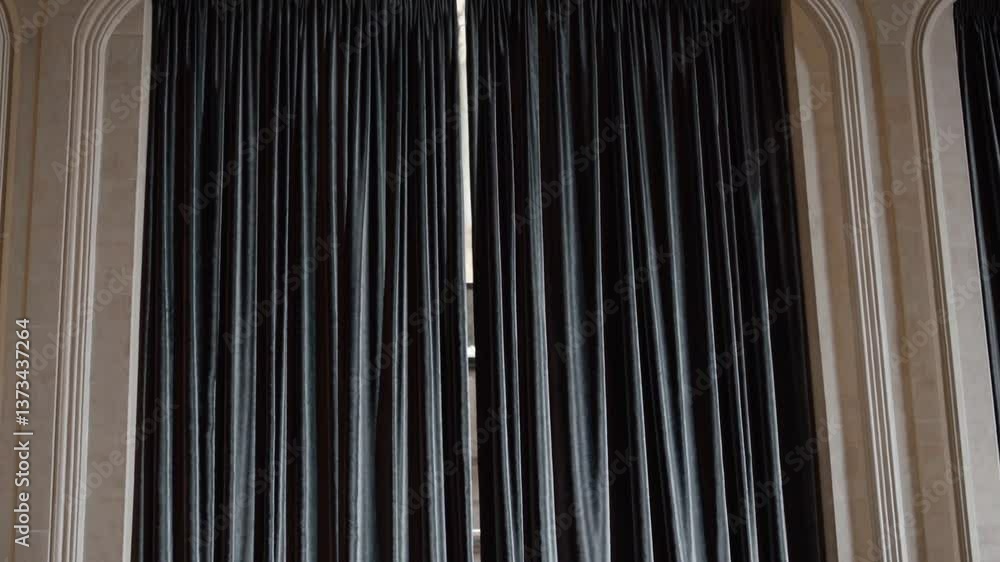 Poster modern architectural facade with vertical black panels in dynamic animation