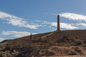 The remains of the Waukaringa gold fields smelter and smelter chimney