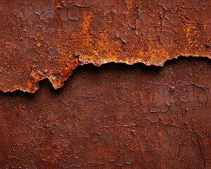 Obraz premium Heavy rust and corrosion texture with deep pitting and rich orange hues, ultra-detailed macro close-up, grunge industrial aesthetic, cinematic lighting