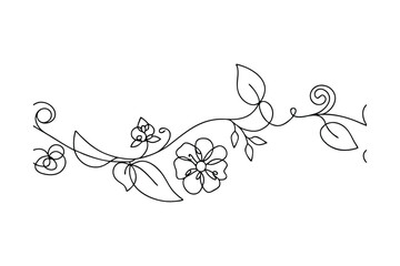 Elegant Floral Vine Design Line Art, Botanical, Swirls, Leaves, Flowers © Rita