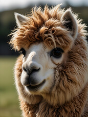 alpaca portrait , close up of a white alpaca