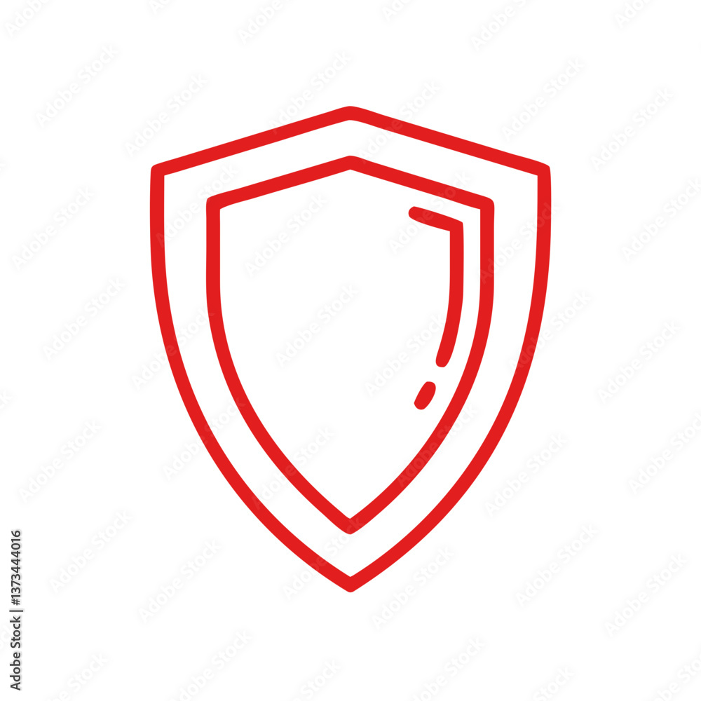 Poster red shield outline symbol representing protection and security
