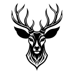 Deer Head Tribal Tattoo Design – Intricate Stag Illustration