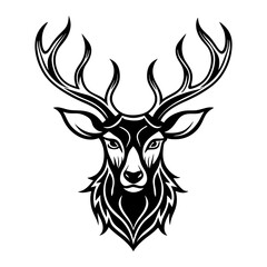 Deer Head Tribal Tattoo Design &ndash; Intricate Stag Illustration