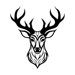 Deer Head Tribal Tattoo Design &ndash; Intricate Stag Illustration