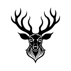 Naklejka premium Deer Head Tribal Tattoo Design – Intricate Stag Illustration