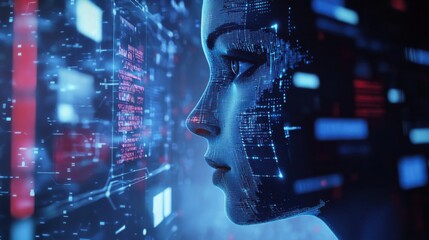 AI researcher developing machine learning models for personalized marketing, office with digital marketing dashboards and AI models, Marketing Tech style