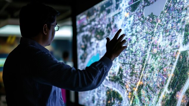 AI scientist designing AI powered disaster response systems, emergency operations center with AI-driven predictive models, Disaster Response AI style